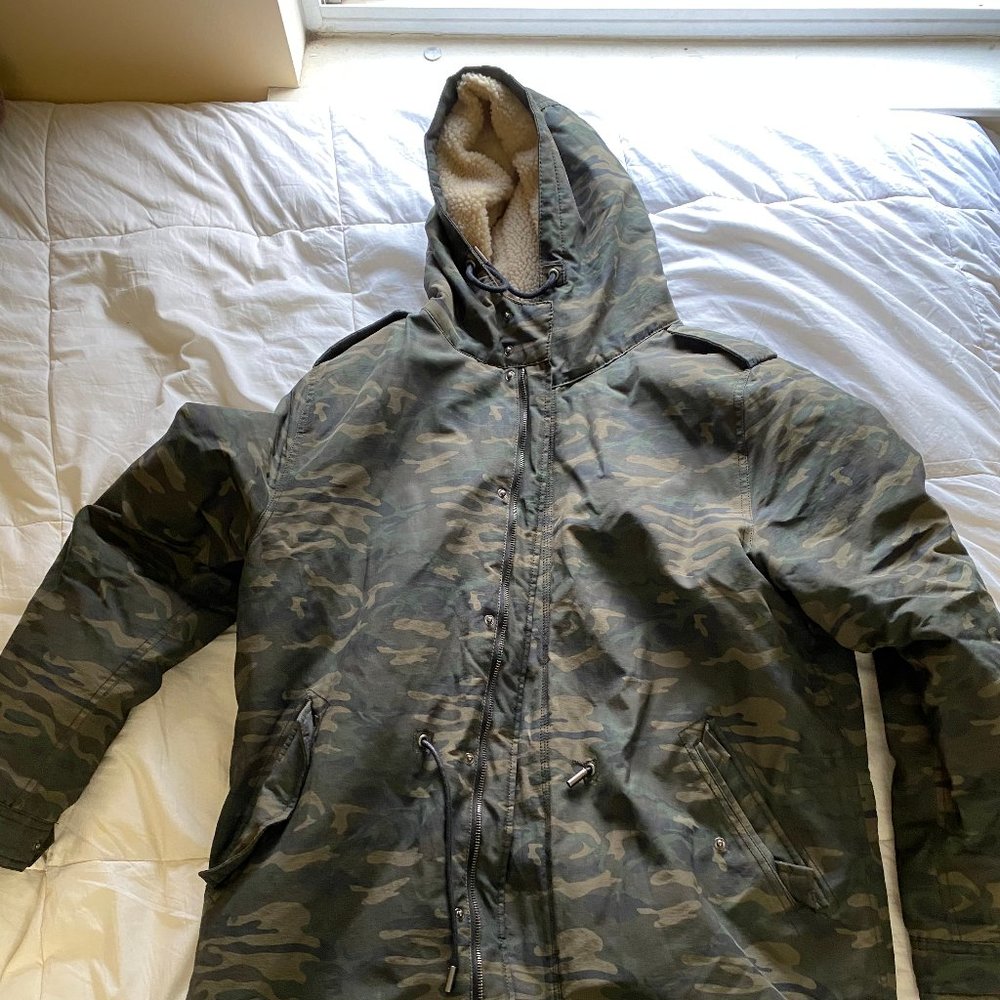 ZARA Camo Sherpa Coat
